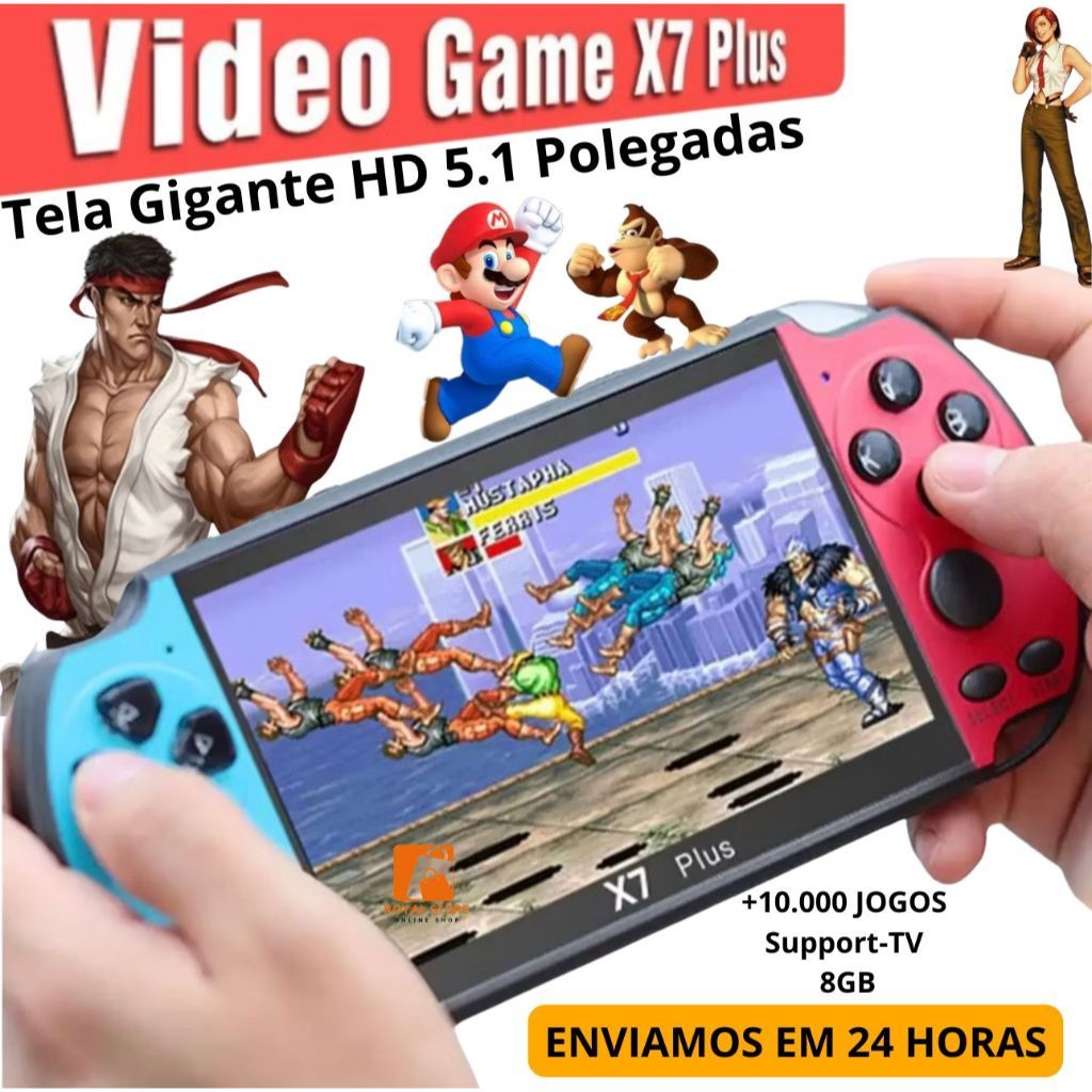 X12 Plus Handheld Game Console De Jogos 7.1 Polegadas 16g Psp Retrô Clássico 10.000 Jogos console de jogos portátil