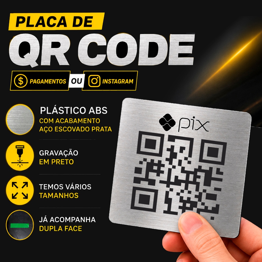 Plaquinha de Plástico ABS com QRCODE para PAGAMENTOS / SITES | (Não é Aço e nem ficar na chuva)