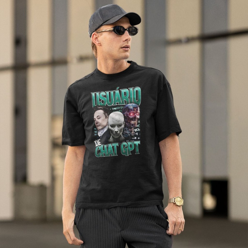 Camiseta Unissex Básica Eu Sou Usuário De Chat Gpt Meme Site unissex