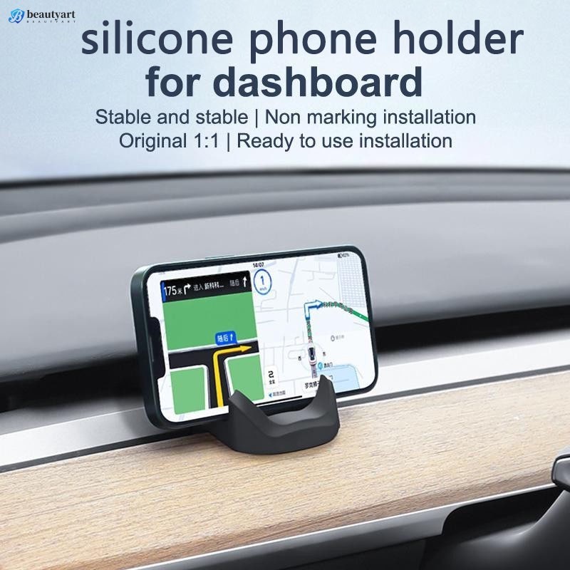 Suporte De Telefone De Silicone Para Tesla Model 3/Y-Painel Com Clipe Sem Rastros