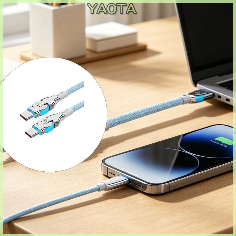 Yao Giratório Tipo C Para 66W Nylons Carregamento Rápido Tecem Telefones E Laptops