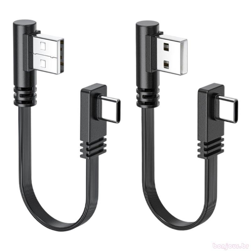 bonjour Cabo USB A Para C De Ângulo Reto 10Cm 66W De Dados De Silicone Plano De Carregamento Rápido Consoles De Carro E