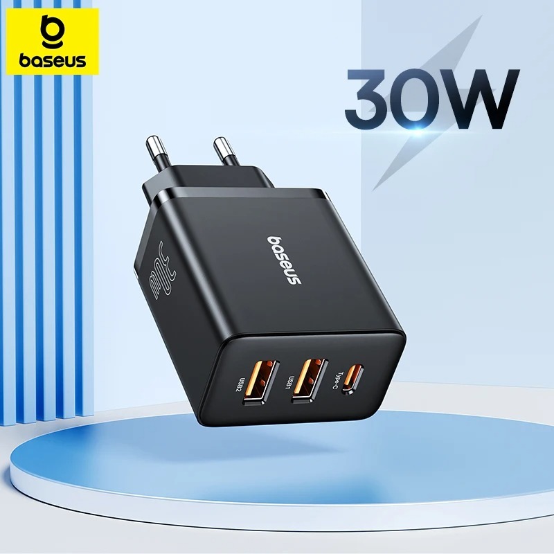 Baseus carregamento rápido 3 portas Usb Tipo C Gan 30w