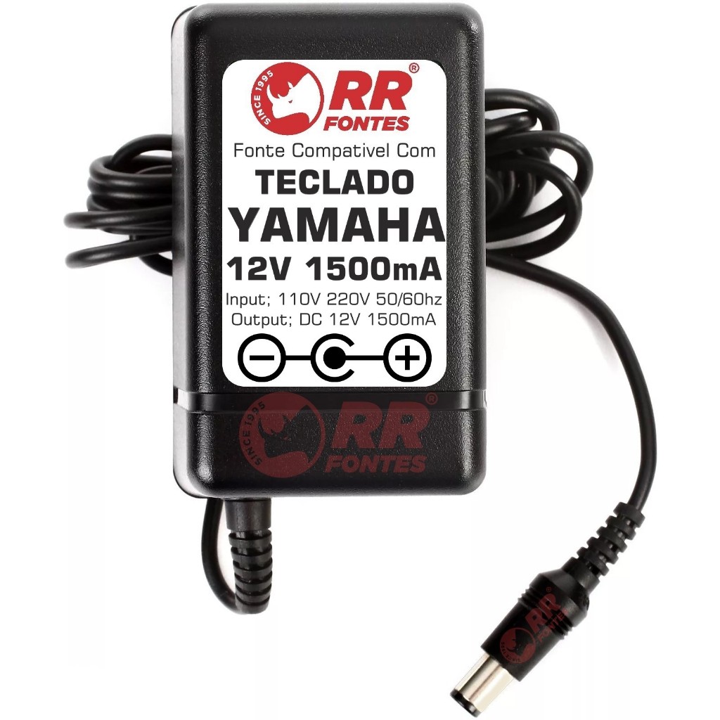 Fonte Carregador DC 12v Para Yamaha Teclado Digital Psr-e403