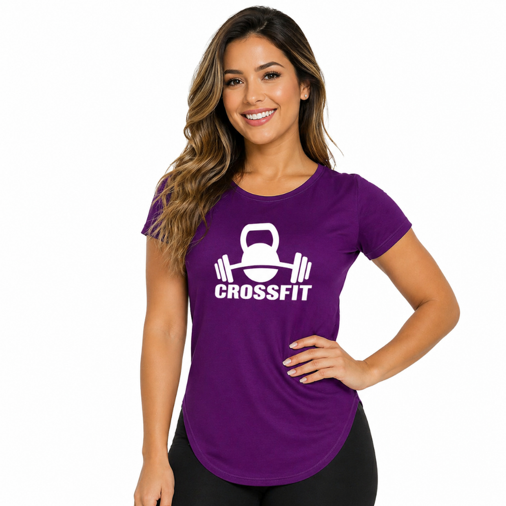 Blusa Feminina Com Manga baby Long Line alongada Esportiva est. CROSSFIT 013 Academia -cores