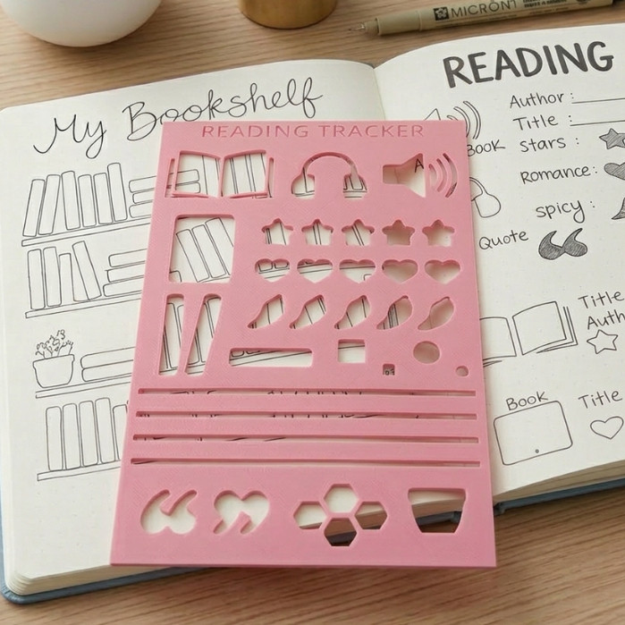 Stencil Book Lover – Reading Tracker para Diário de Leitura - Para Bullet Journal(COR SORTIDA)