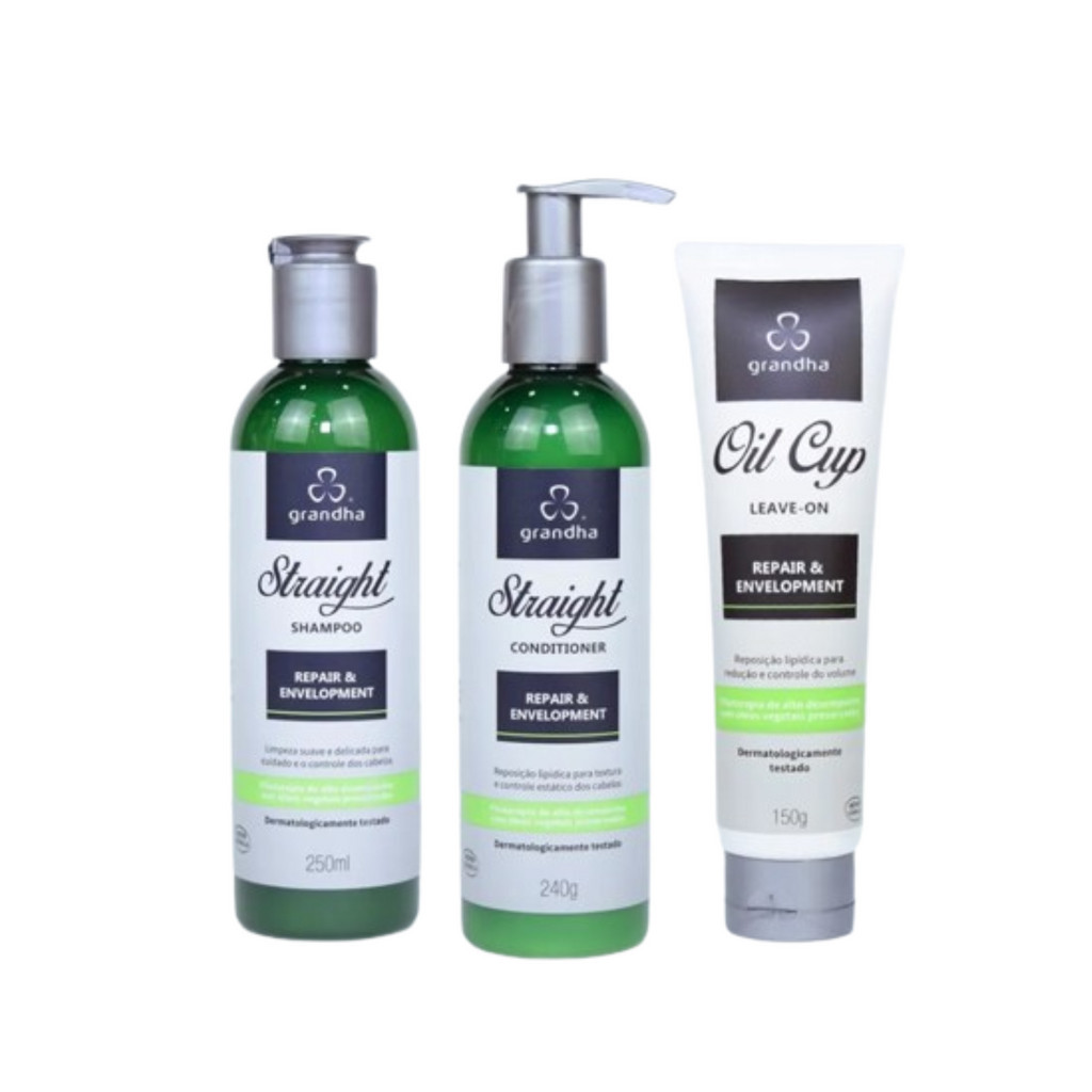 Kit Straight Shampoo Condicionador e Leave-in Cuidado Diário para Cabelo Liso 3 unidades