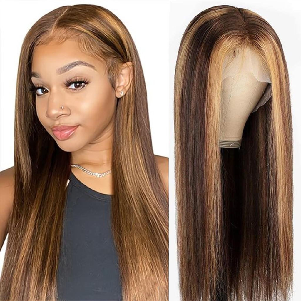 Peruca de Cabelo Humano 13x4 Straight 4/30 | 45/50/60/70cm, Toque Macio e Sedoso, Aparência Natural