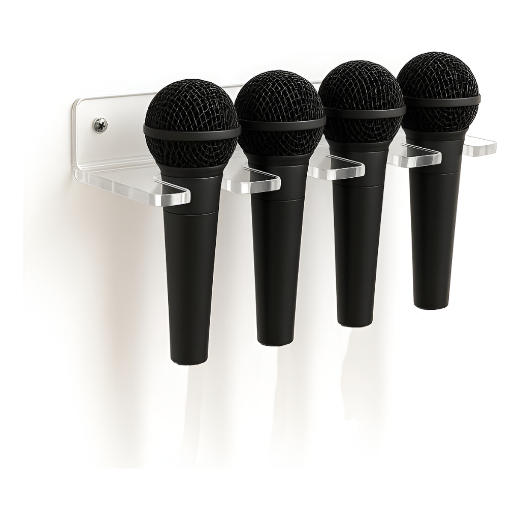 Suporte Porta Microfone Acrilico Igreja Evento Escola 4 Mic Cristal