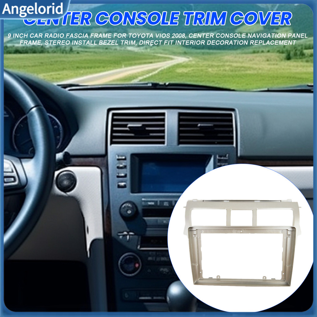 Replacement Screen Surround Dashboard Navigation Frame 9 Inch Car Radio Fascia for Toyota Vios 2008-2013 Console Panel T