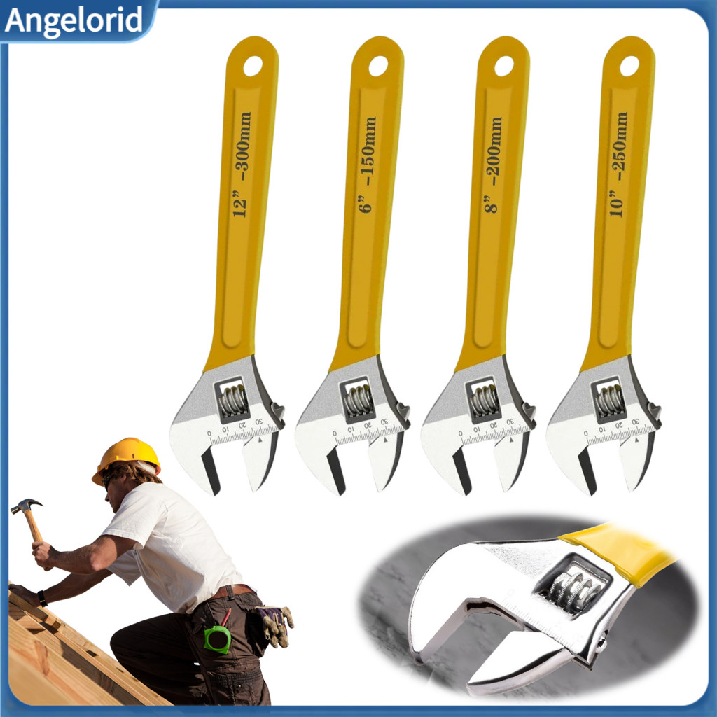 Flexible Jaw Wrench 6-12 Inch Adjustable Set High Carbon Steel Spanner with Comfortable Cushion Grip Handle for Plumbing