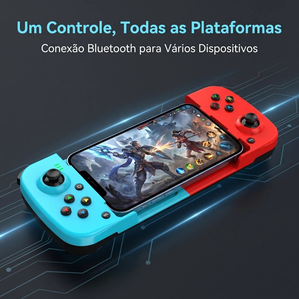 Hontonda Controle Gamepad Bluetooth 5.0 2.4G para Celular Extensível Recarregável iOS Android PC PS4