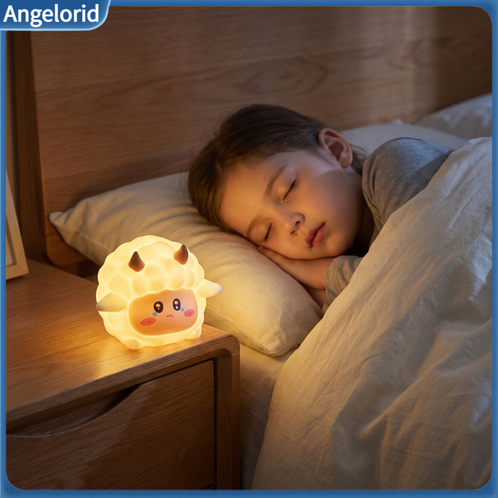 Kids Bedroom Decor Cute Lamb Night Light Sheep Led for Battery Operated Nursery Lamp Soft Warm Glow Bedside Nightstand f