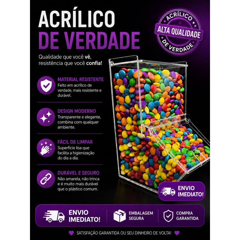 10 Potes de acrilico para complementos de açaí, sorveteria, açaiteria self service (mini expositor)