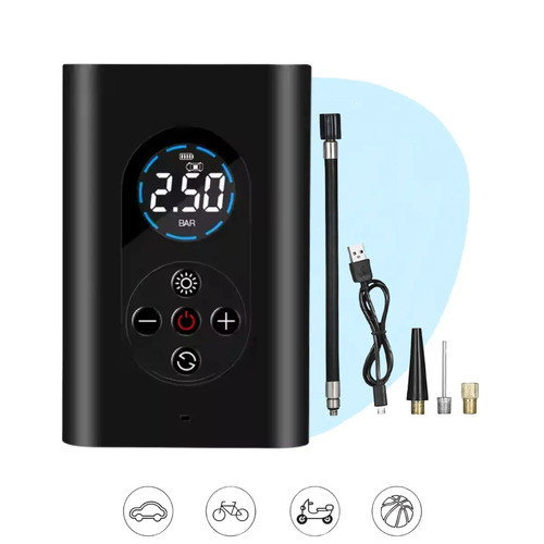 Bomba De Ar Digital Portátil Sem Fio Mini Compressor Calibrador De Pneu Indicador De Psi Luz De Emergência Led Bike Moto