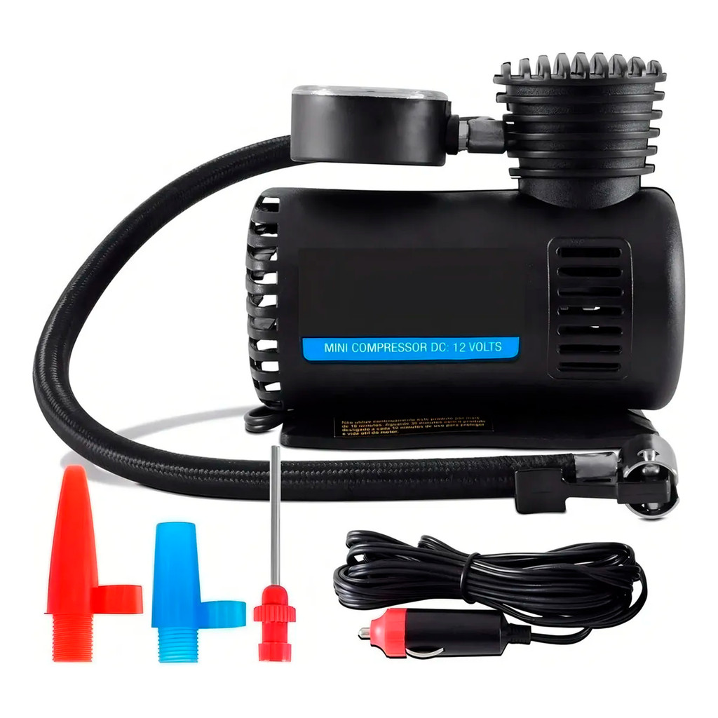 Mini Compressor De Ar Portátil Automotivo Eurus Preto Mon...