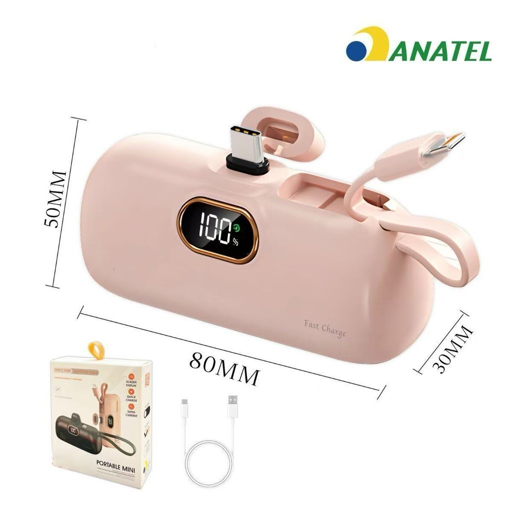 Mini Power Bank Cápsula Criativa Compatível iPhone/android 5000mah Peining