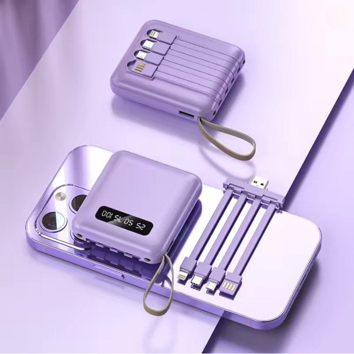 Carregador Portátil 10000mah com 4 cables de carga rápida Banco de energía digital LED Simplus