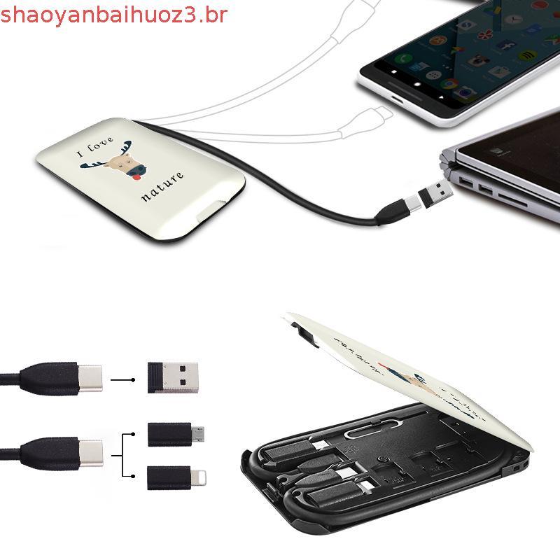 Novo adaptador de cabo de dados com carregamento rápido, power bank, suporte para celular, caixa de armazenamento para p