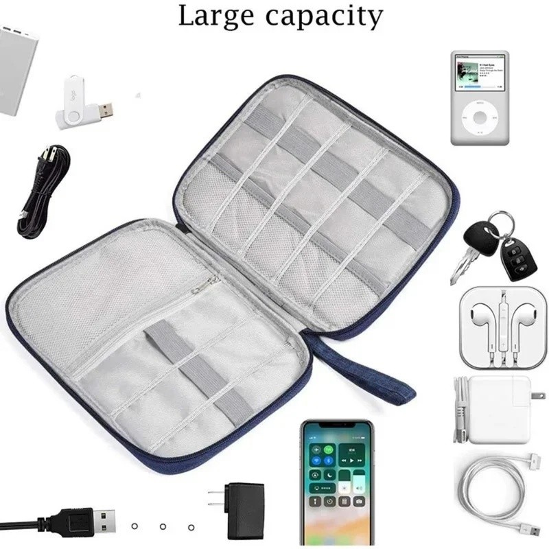 Carregador USB Cabo De Dados Sacos De Armazenamento Sistema Kit Caso Telefone Fone De Ouvido Fio Caneta Power Bank Saco