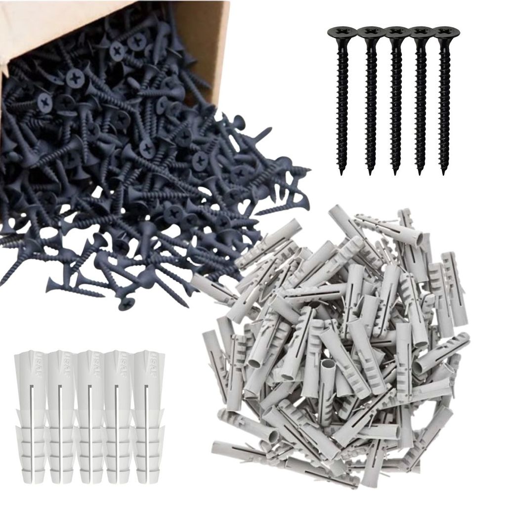 Kit 10 Bucha 06 Pead E Parafuso Dry Wall Cab Chata 3,5 X35mm WORKER