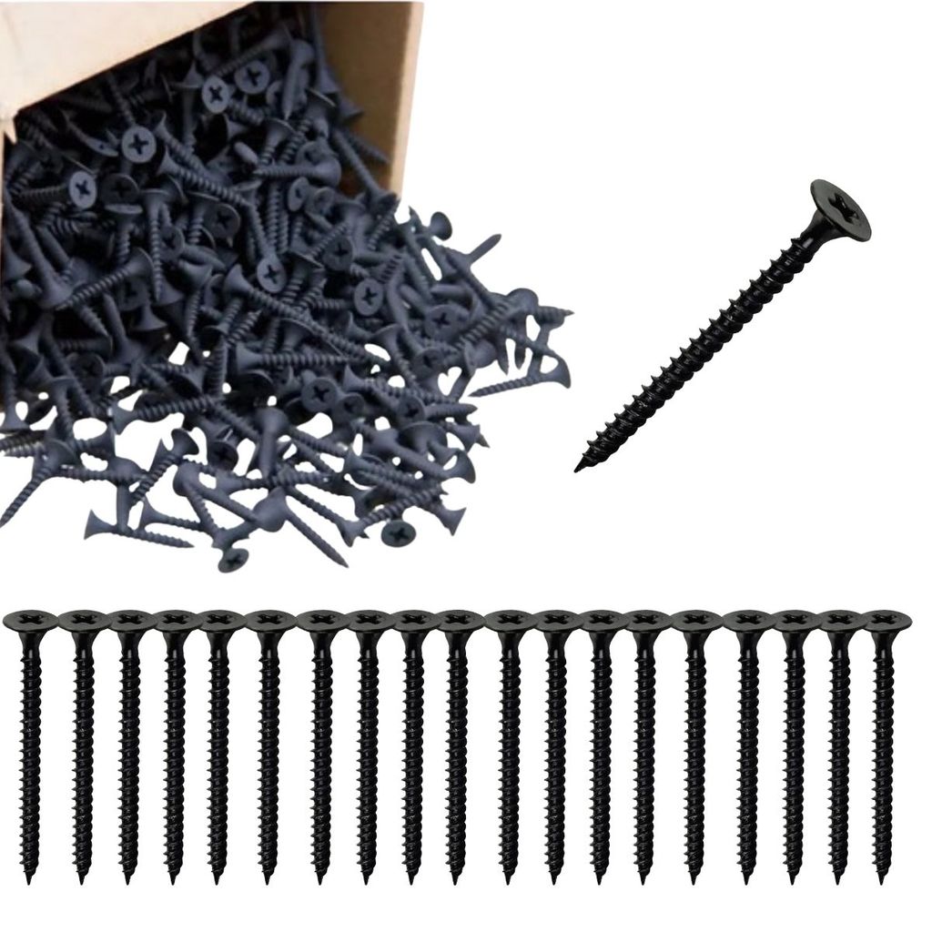 Kit 10 Parafuso Dry Wall Cabeça Chata 3,5x35mm Fosfatizado Preto
