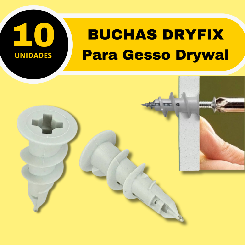 10 Bucha Para Gesso Sfor Dry Fix Acartonado Com 10 Peças
