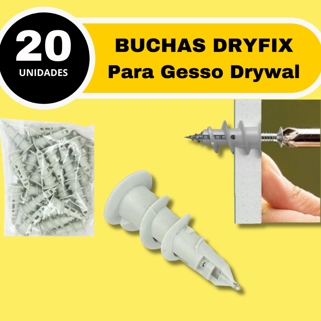 20 Bucha Para Gesso Sfor Dry Fix Acartonado Com 20 Peças