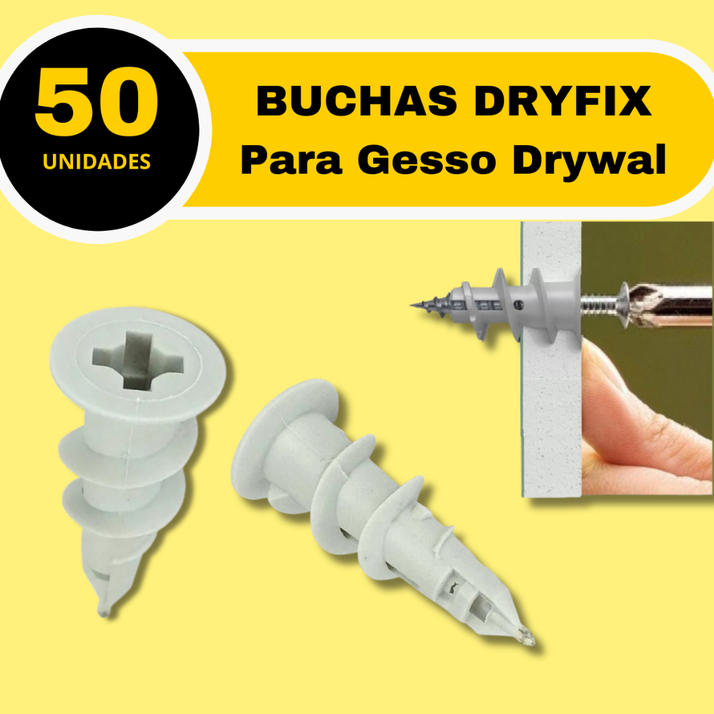 50  Bucha Para Gesso Sfor Dry Fix Acartonado Com 50 Peças