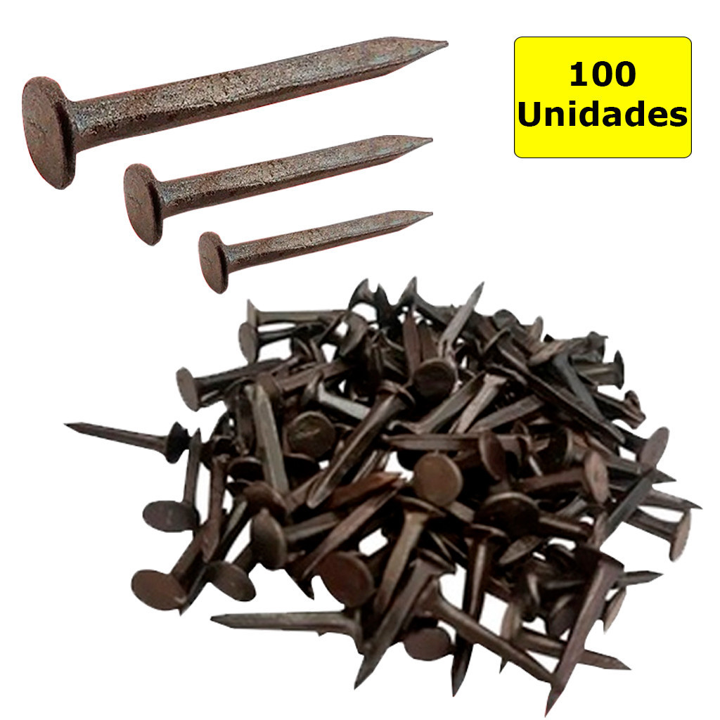 Kit 100 Tachinhas Mini Pregos para Madeira e Tapeçaria - Brasfort