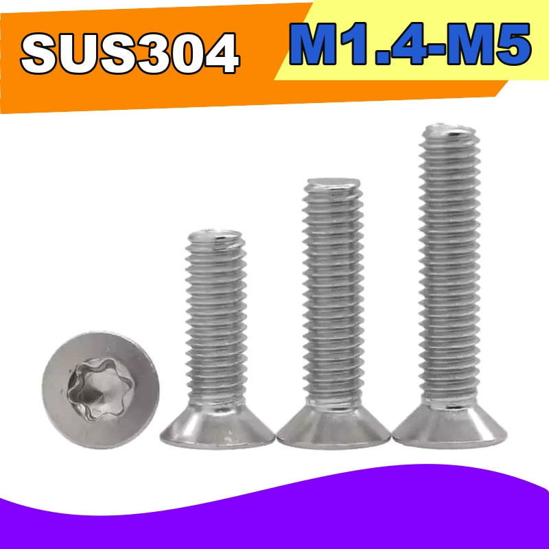 Mini Parafusos De Máquina Torx Escareados M1.4-M5 SUS304 De Aço Inoxidável Para Eletrônicos