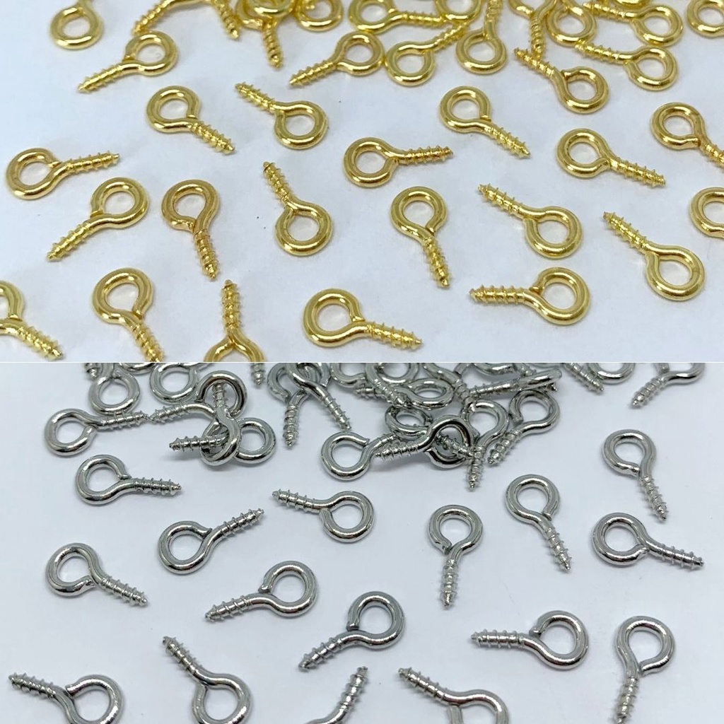 Mini Pitão Pino Parafuso Prata ou Dourado 10mm para Artesanato 100 unidades