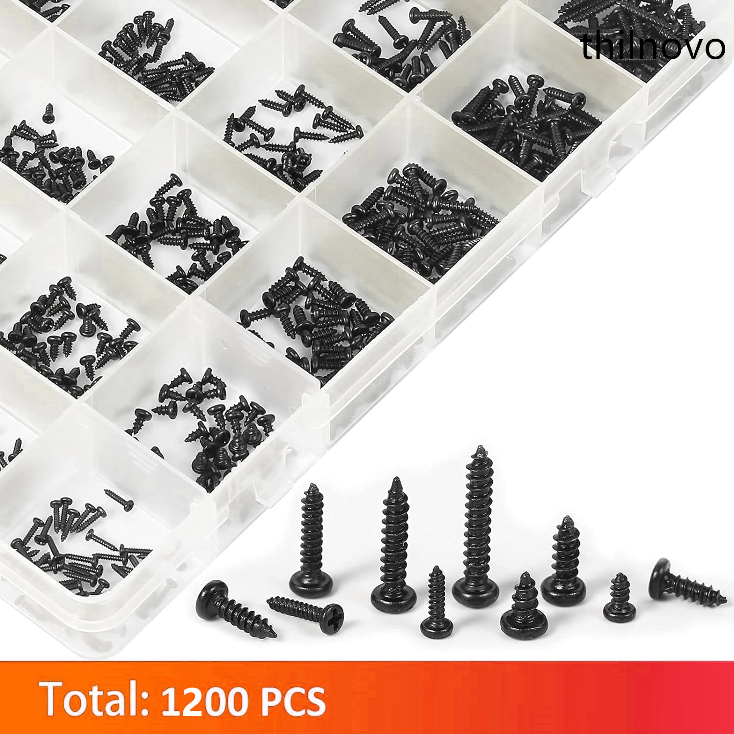 Um Conjunto De 1200 Peças Kit De Parafusos De Rosqueamento De Cabeça Panela Redonda , M1.2 M1.4 M1.5 M1.7 M2 Mini Philli