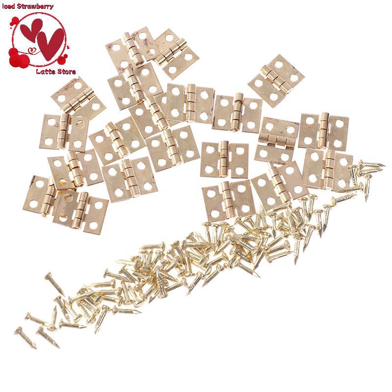 Beautyus 20 Peças Dobradiças De Porta De Armário Banhadas A Latão Mini Dobradiça Pequenas Joias Decorativas