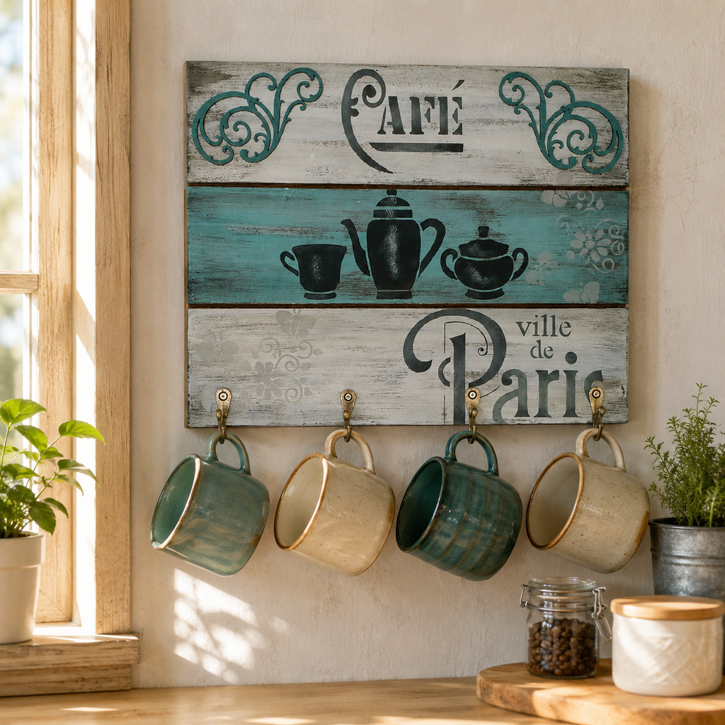Porta Xícaras Canecas Parede Villa De Paris Cantinho Café