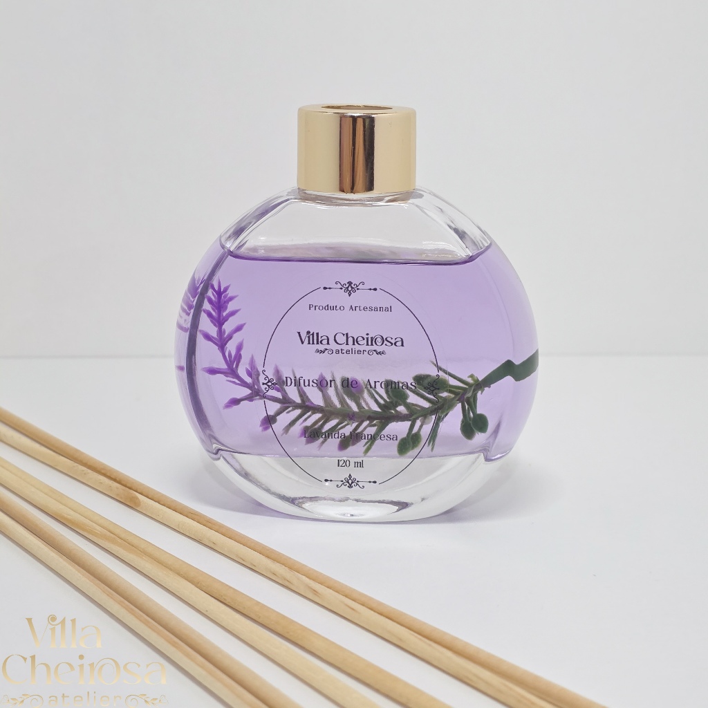 Difusor de Aromas / Ambiente - Lavanda Francesa - 120 ml - Artesanal - Villa Cheirosa