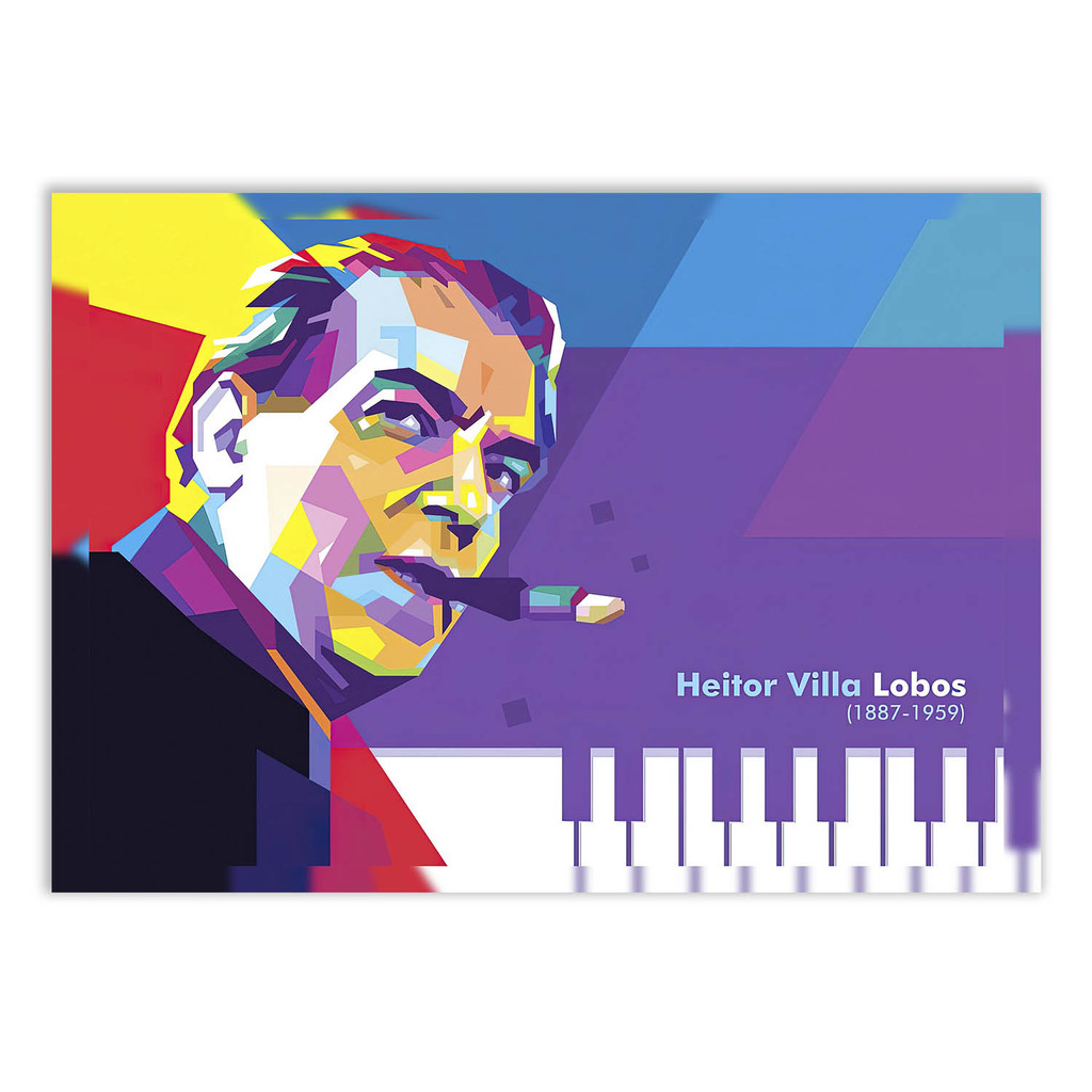Placa Decorativa Heitor Villa Lobos Musico Pop Art Decoração Poster