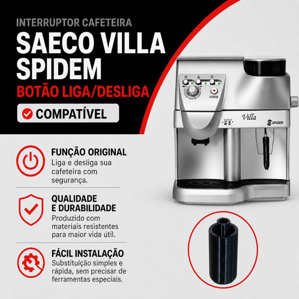 Interruptor Cafeteira Maquina Saeco Villa Spidem Botão Liga/Desliga Compatível