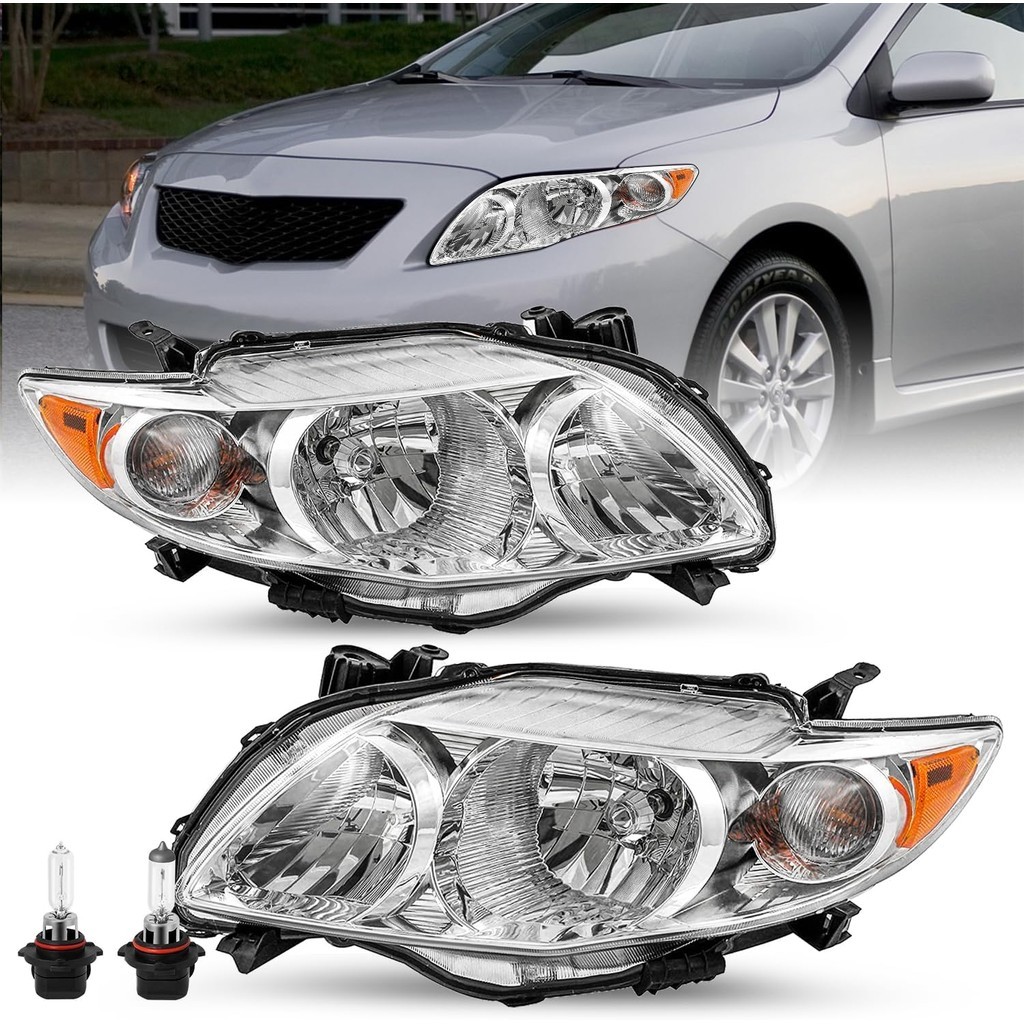 Conjunto De Montagem De Farol Para 2009 2010 Toyota Corolla Base/CE/LE/XLE Lado Do Motorista E Passageiro Com Blubs (Cro