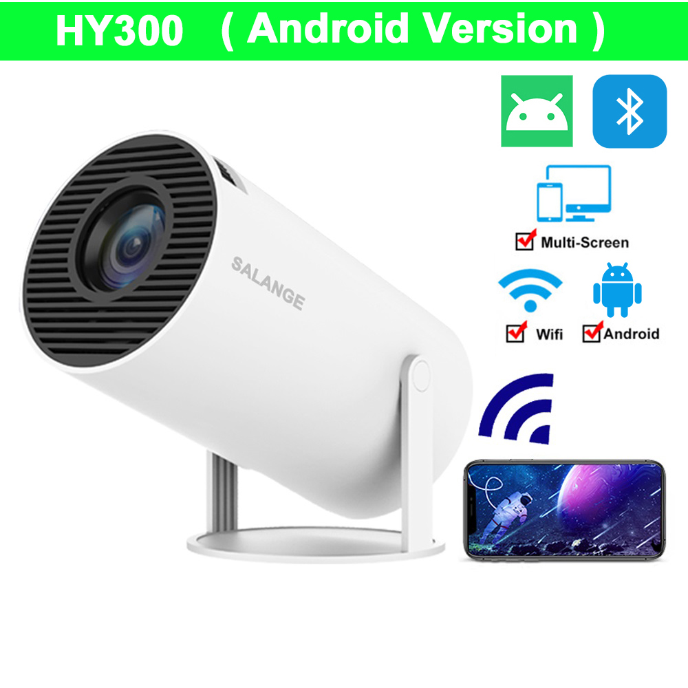 Salange Novo Projetor HY300 4K Android 11 WiFi6 Allwinner H713 BT5.0 1080P 1280*720P Cinema Projetor Portátil Externo