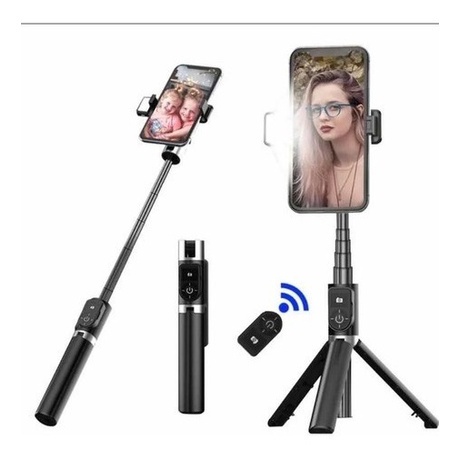 360° Giratório Portátil Bastão Pau Selfie Com Tripé 1 Luz Led Bluetooth Retratil Celular Handheld Selfie Stick