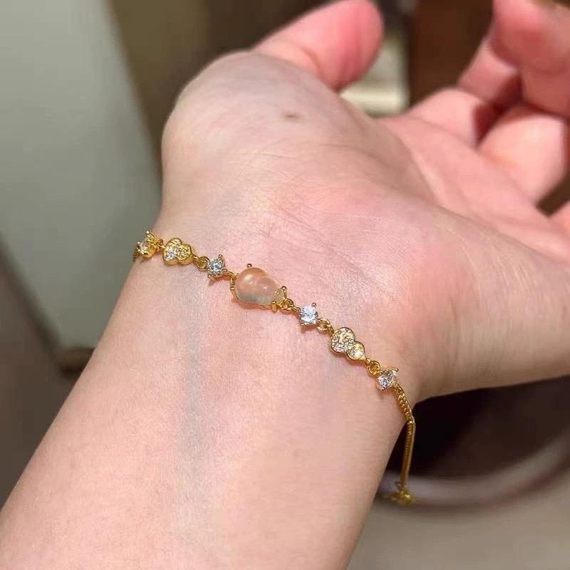 Pulseira De Cabaça Feminina Banhada A Prata Nicho Design Zircão Tendência Popular 520 Presente