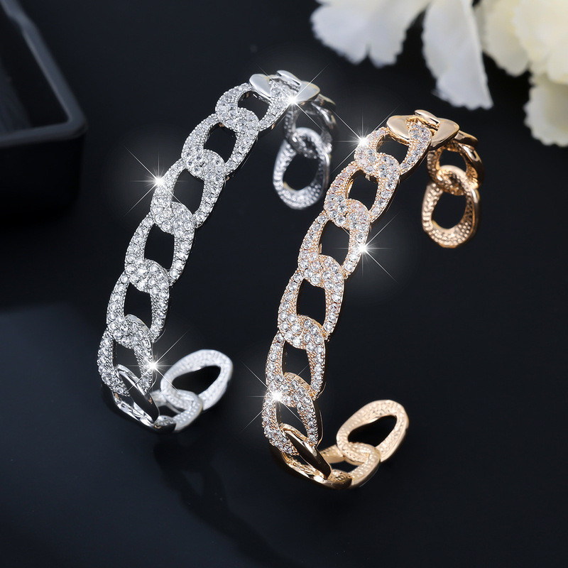 Pronto estoque 1 pulseira Popular galvanoplastia Real branco ouro cor retenção pulseira High-End temperamento zircão pul