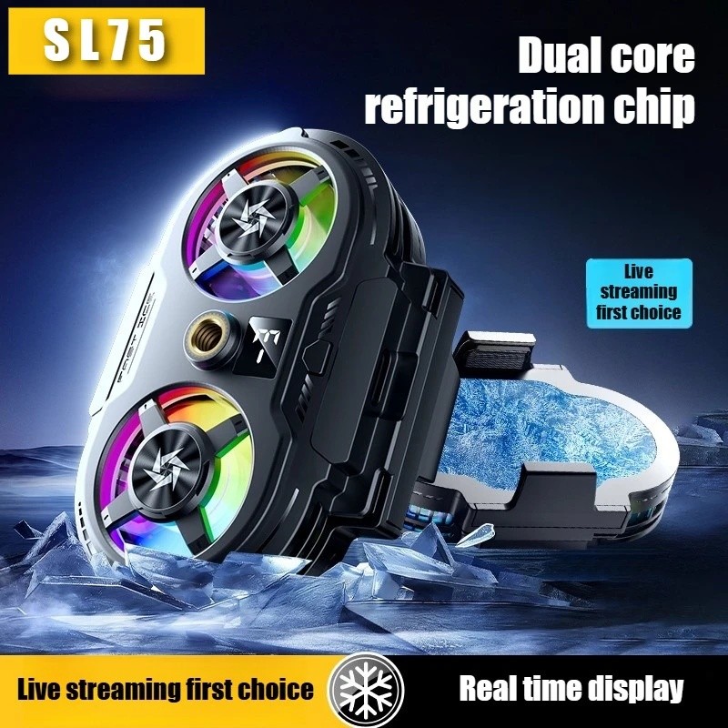 SL75 Semiconductor Back-clip Phone Cooler Com Display De Temperatura Para IPhone Android Universal Gaming Ventilador De