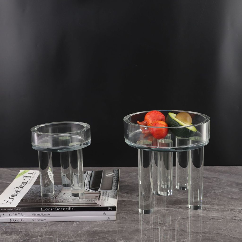 Nordic Creative Crystal Transparent Storage Fruit Tray Ornament for Model Homes, Entryway, Living Room, and Home Decorat