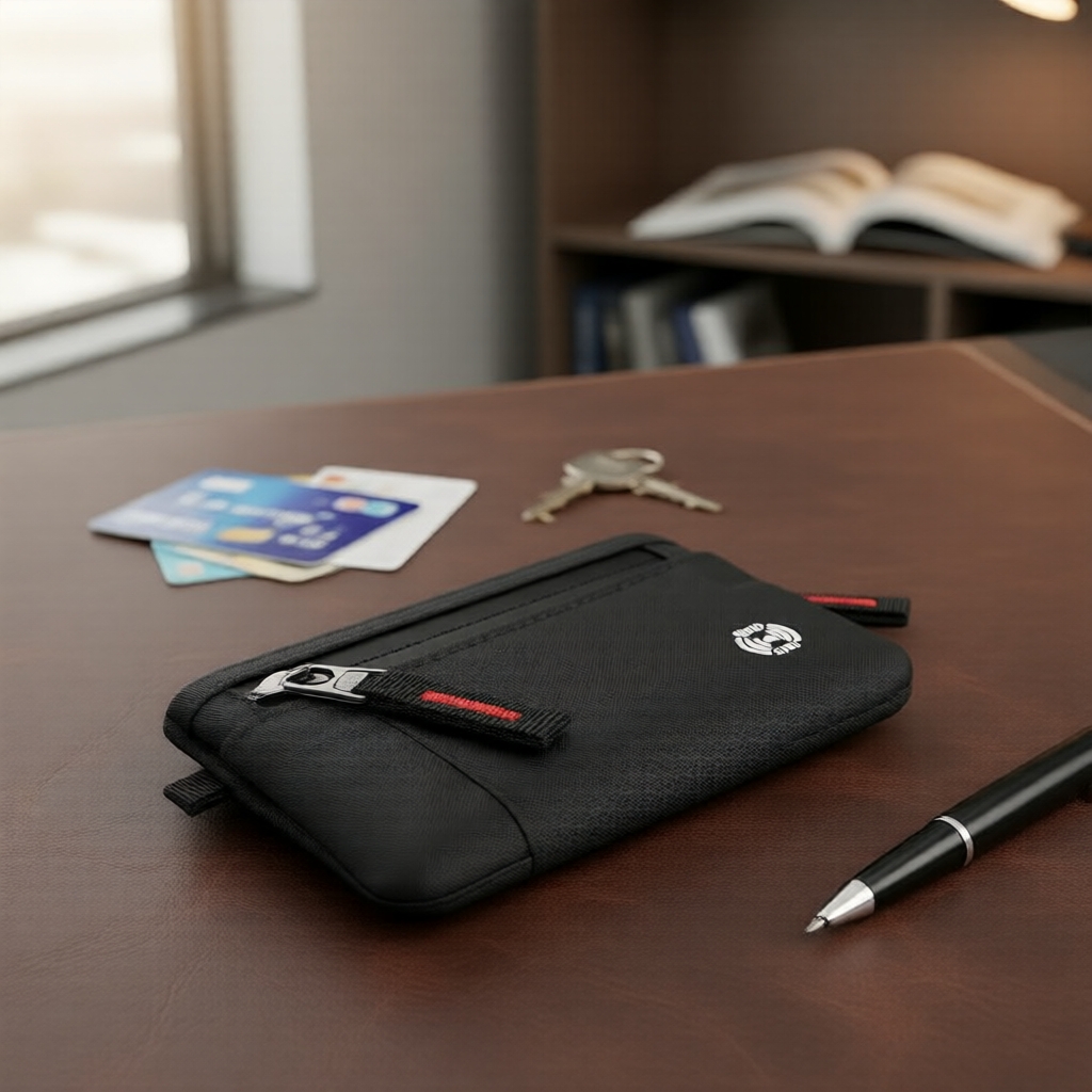 Carteira masculina EDC pronta com bloqueio RFID, ultra fina, resistente à água e com bolso com zíper para moedas seguro