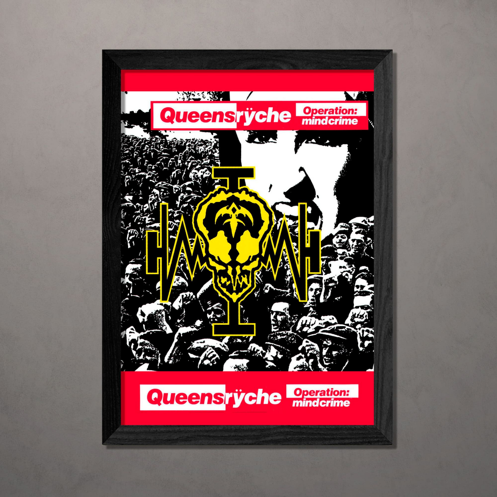 Quadro Queensryche Operation Mind Crime A4 C Vidro Premium Preto