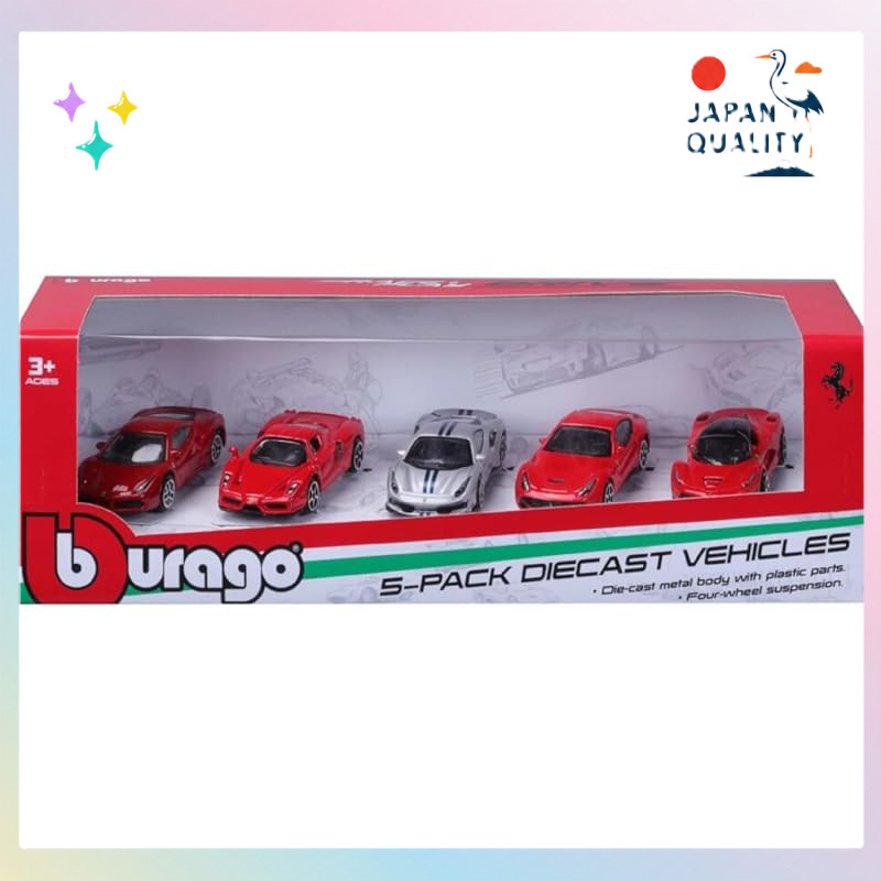 Bburago 1/64 Ferrari 5-piece Kit – Die-Cast Miniatura cars, fully assembled (Item No. 18-56125)