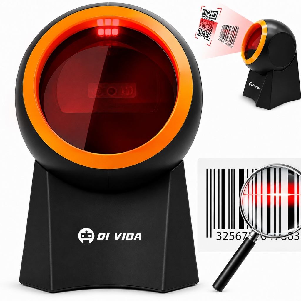 Leitor de Código de Barras Fixo Portátil Super Mercado Ifood QR CODE 1D e 2D Com Sensor Automático