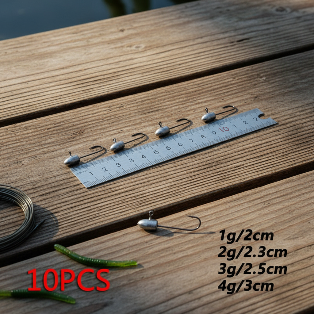 10pcs Anzóis Jig Micro Cabeça de Chumbo, Isca Artificial 1g 2g 3g 4g para Pesca em Balsa